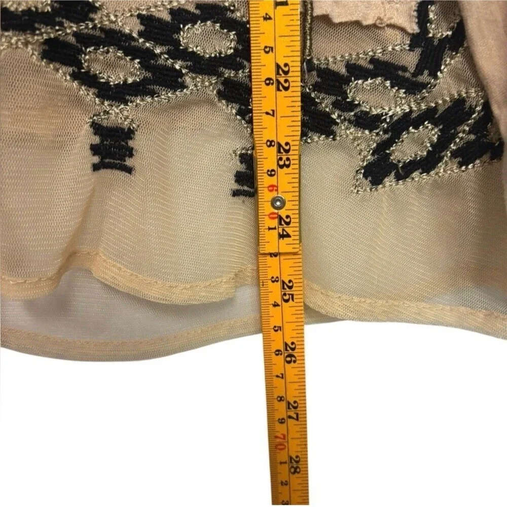 Free People Tunic Blouse Womens S Ivory Boho Embroidered V-Neck